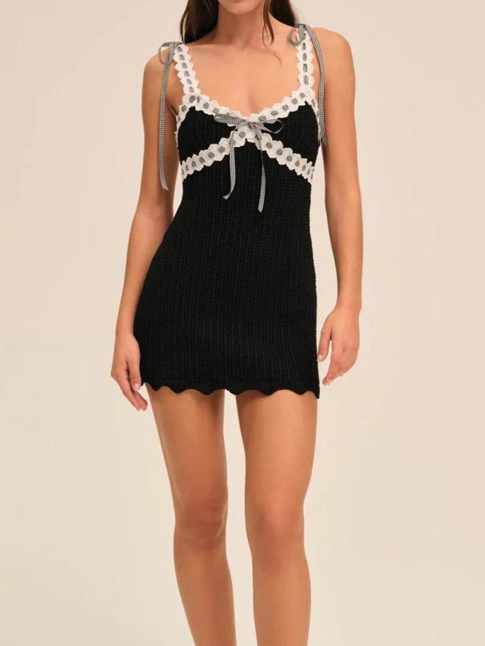 [New] For Love & Lemons Becka Crochet Mini Dress